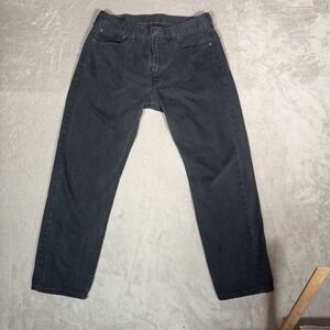 Levis 502 Regular Taper Jeans Mens 34x30 Black Faded Denim Stretch Pants